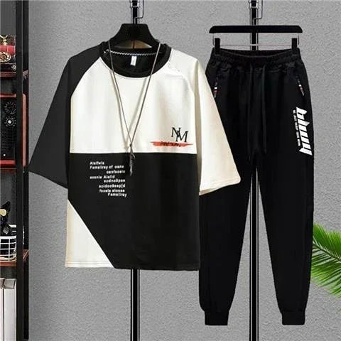 thumbnail image 1 of Ropa para hombre Conjuntos de pantalones con alfabeto Conjunto de chándal para correr 5xl Top de gimnasio Trajes deportivos blancos Camiseta elegante para hombre Marcas originales con estilo Genial, 1 of 5