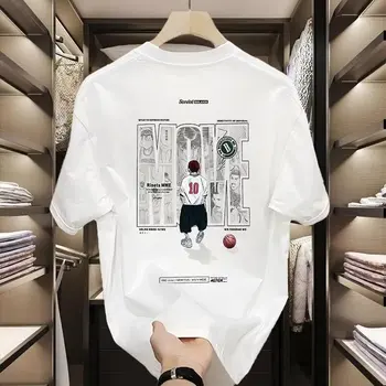 2025 Summer new pattern T-shirt 100% cotton loose y2k casual men's clothes breathable with all fashion T-shirt 1 2025 Summer new pattern T-shirt 100% cotton loose y2k casual men's clothes breathable with all fashion T-shirt 1