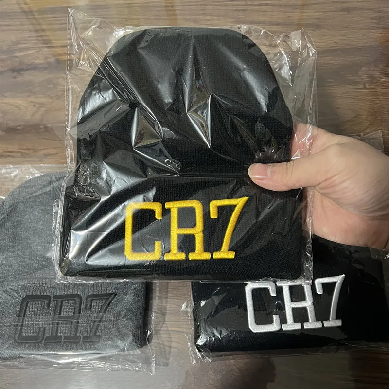 Outdoor Street Knitted Plush Hat Cristiano Ronaldo CR7 Hats Embroidery Warm Cap Cosplay Cr7 Unisex Costume Accessories cosplay hat cosplay prop accessories