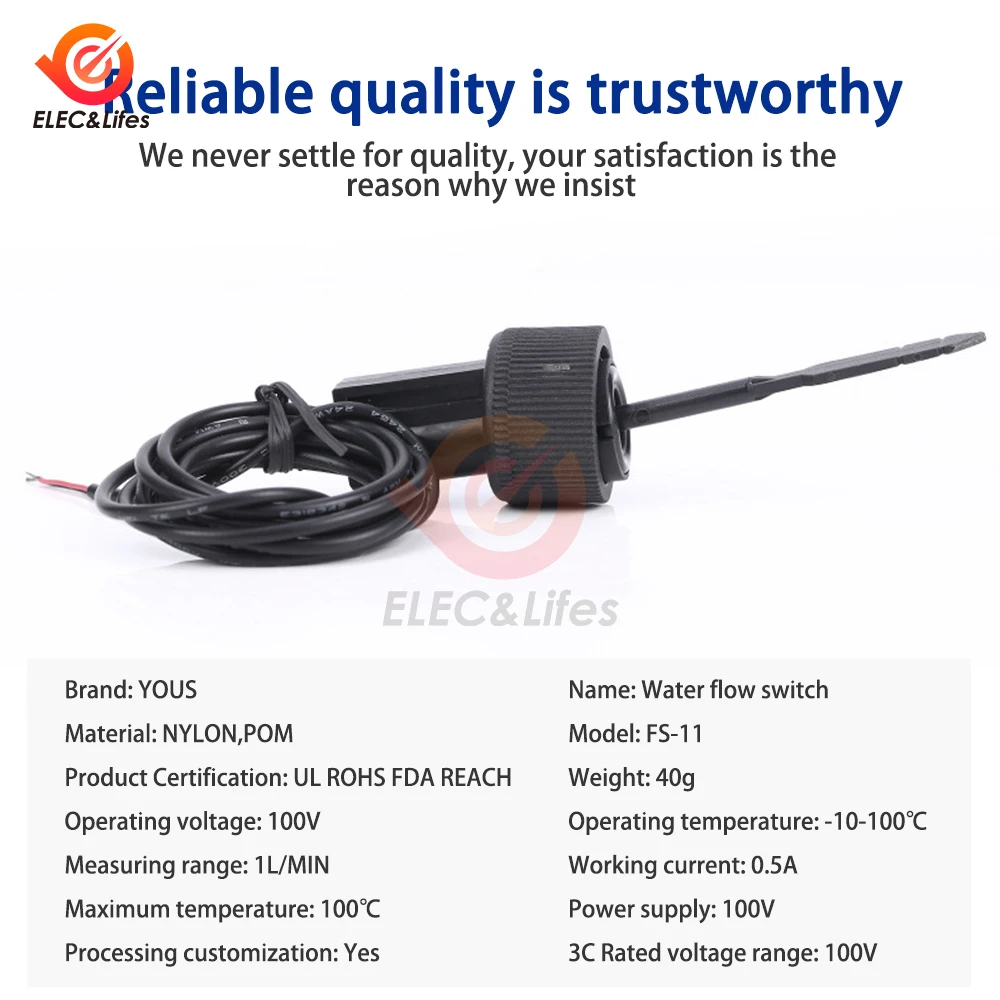 100V 1L/MIN Water Paddle Flow Switch Female Thread Connecting Flow Sensor for Heat Pump Water Heater Air Conditioner Durable