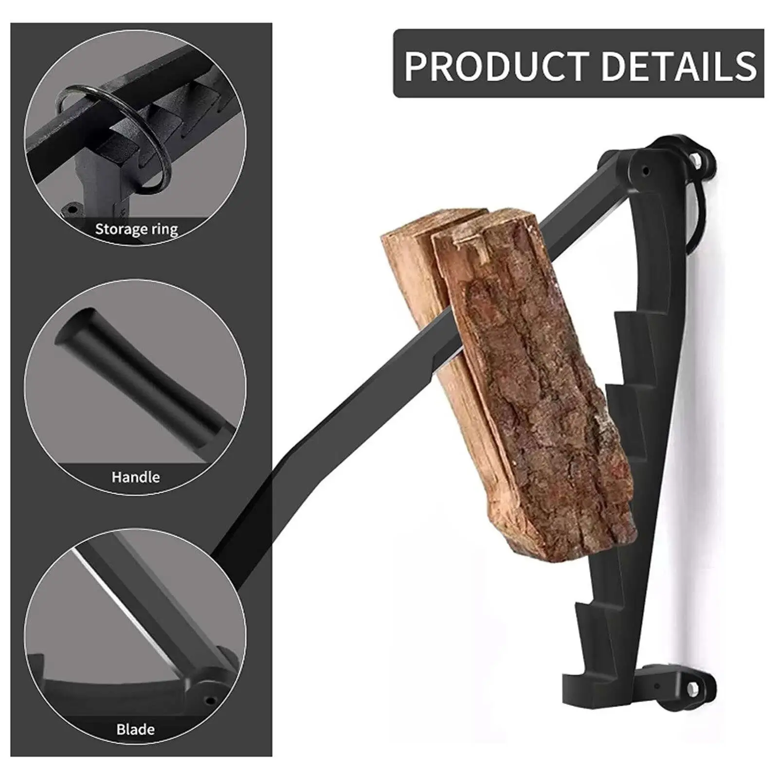 High Carbon Steel Wall Mounted Splitter-Powerful Detachable Kindling Tool for home Use