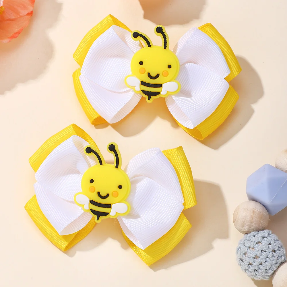 2 Teile/satz Biene Haar Bogen Clips Doppel Schicht Solide Band Bögen Haarnadeln für Kinder Mädchen Einzigartige Barrettes Haar Zubehör headwear