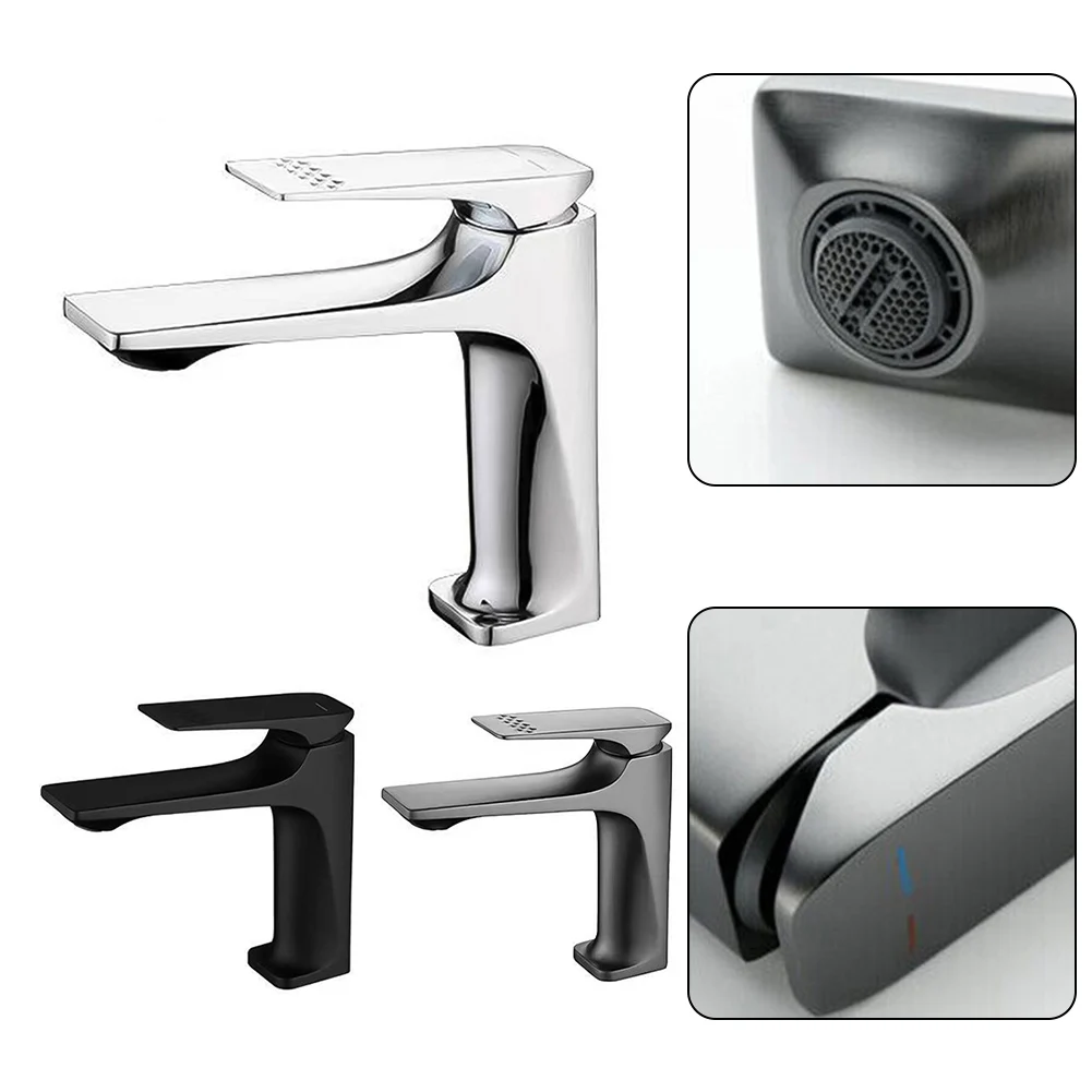 

1pcs Modern Art Square Tap Bathroom Sink Hot Cold Mixer Tap Brass Vanity Basin Faucet Height 16.5cm Showers Taps