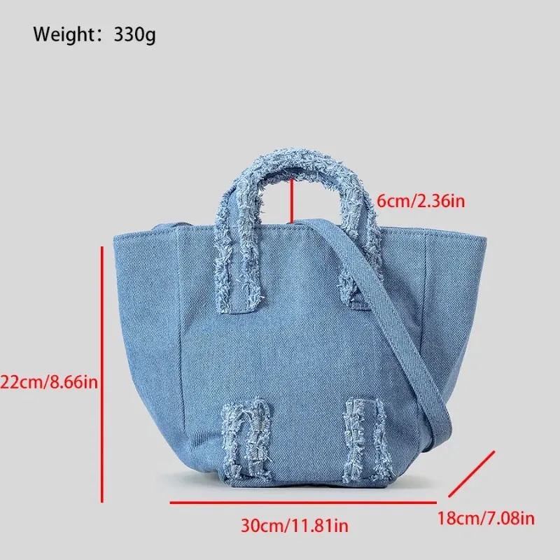 Fashion Fringe Denim Women Handbags Designer Buckets Bag Casual Simple Shoulder Crossbody Bags Small Tote Bag 2023