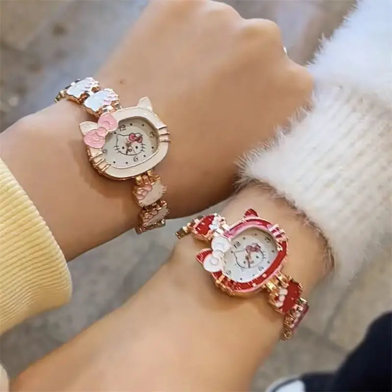 

Милые круглые наручные часы с рисунком из мультфильма «Hello Kitty»
