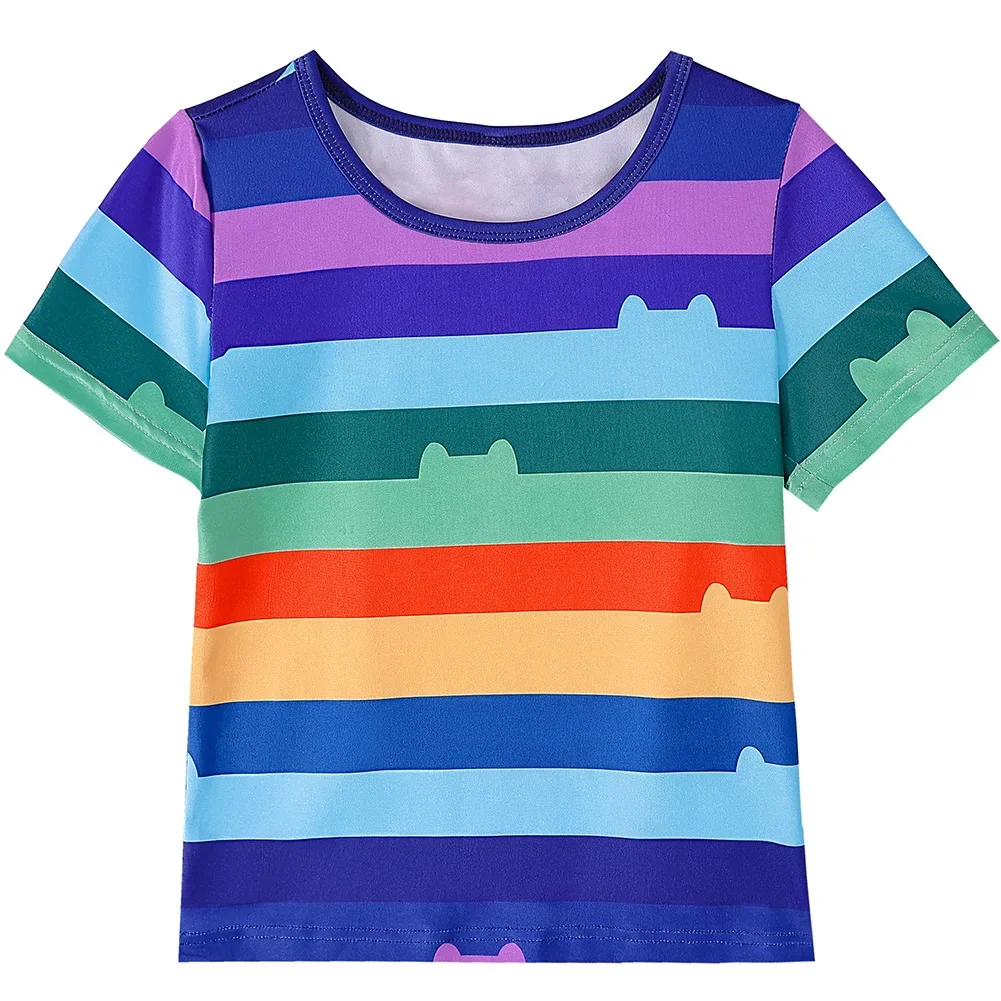 Gabby Dollhouse Cartoon Girls Black And White Stripe T-Shirt+Skirt+Bag Sets Carnival Gabby Cats Costume Party Outfits 8Y