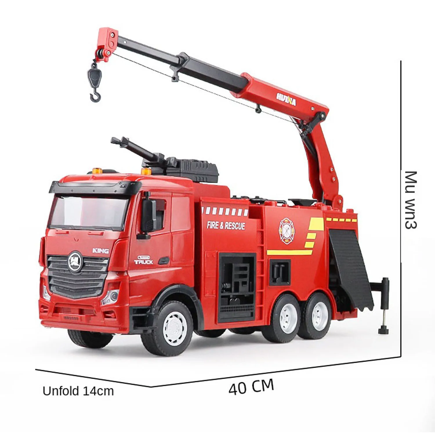 HUINA 1362 Plastic Remote Control Fire Fighting Truck 1/18 Scale 2.4G 9CH Sprinkler Car Red Radio Remote Control Toy Model 3