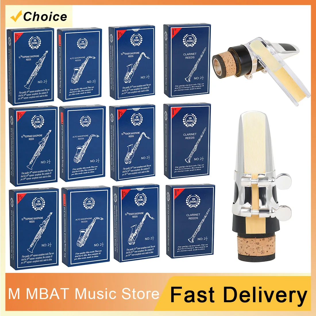 Soprano Alto Tenor Clarinet B Flat Saxophone Reeds Clarinet Reed Woodwind Profession Musical Instrument Accessory 10/20Set 2.5