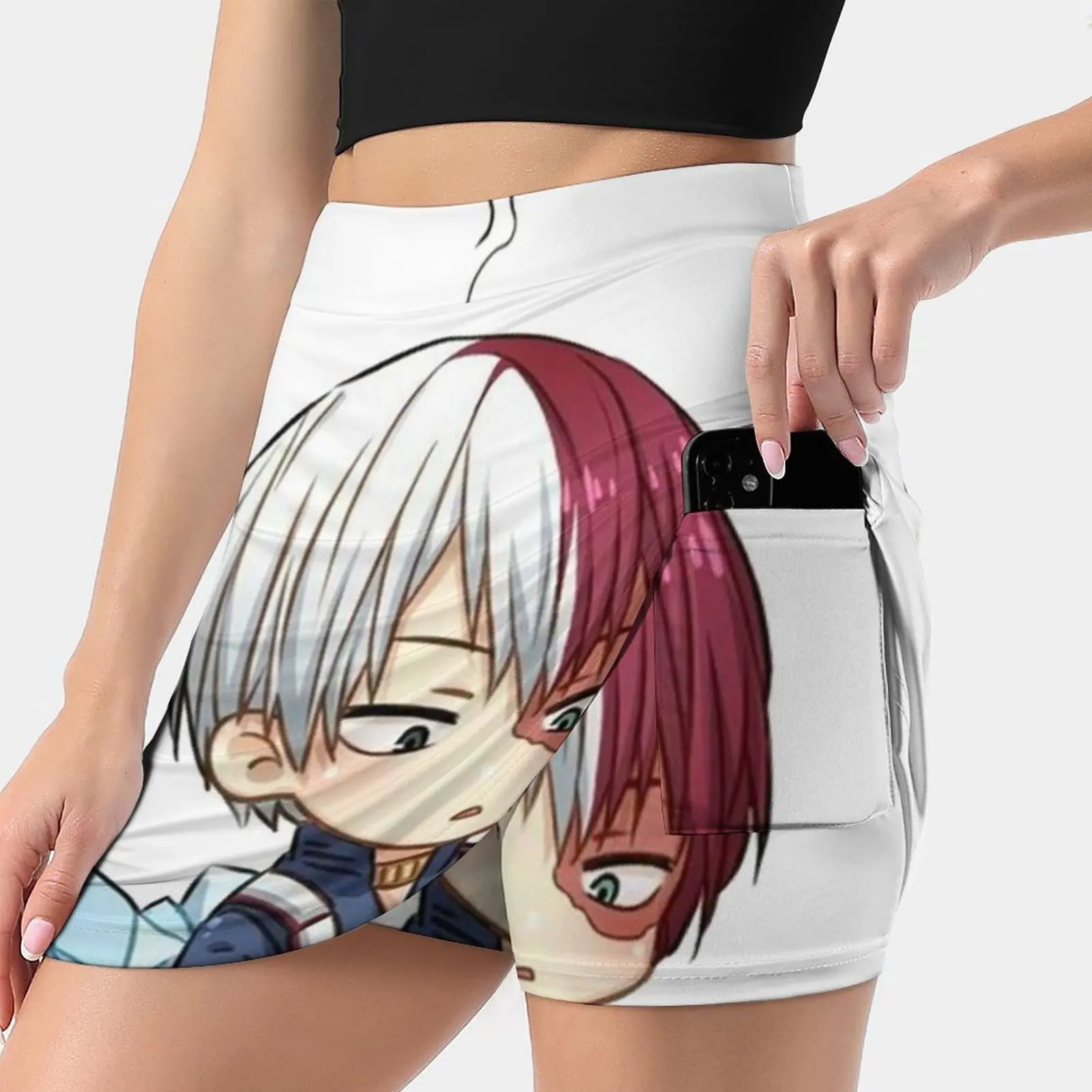 

Женская юбка шото Тодороки Chibi Y2K, летняя одежда 2022, стильная юбка-брюки в стиле K-POP с карманами, с рукавом шото Тодороки Chibi