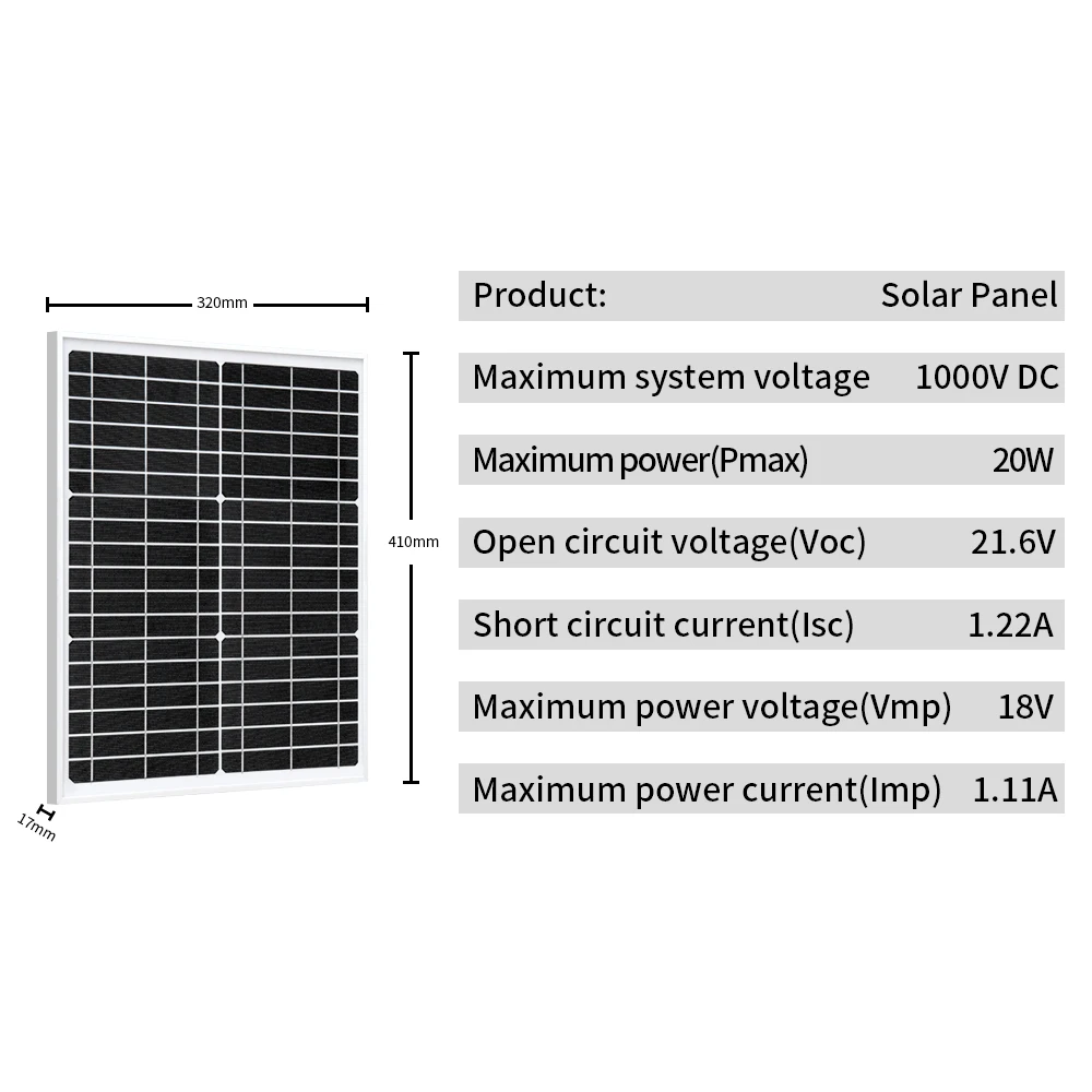 XINPUGUANG 10W 20W 50W Mono Solar Panel 18V Off Grid Power RV Boat 12V Panel Kit