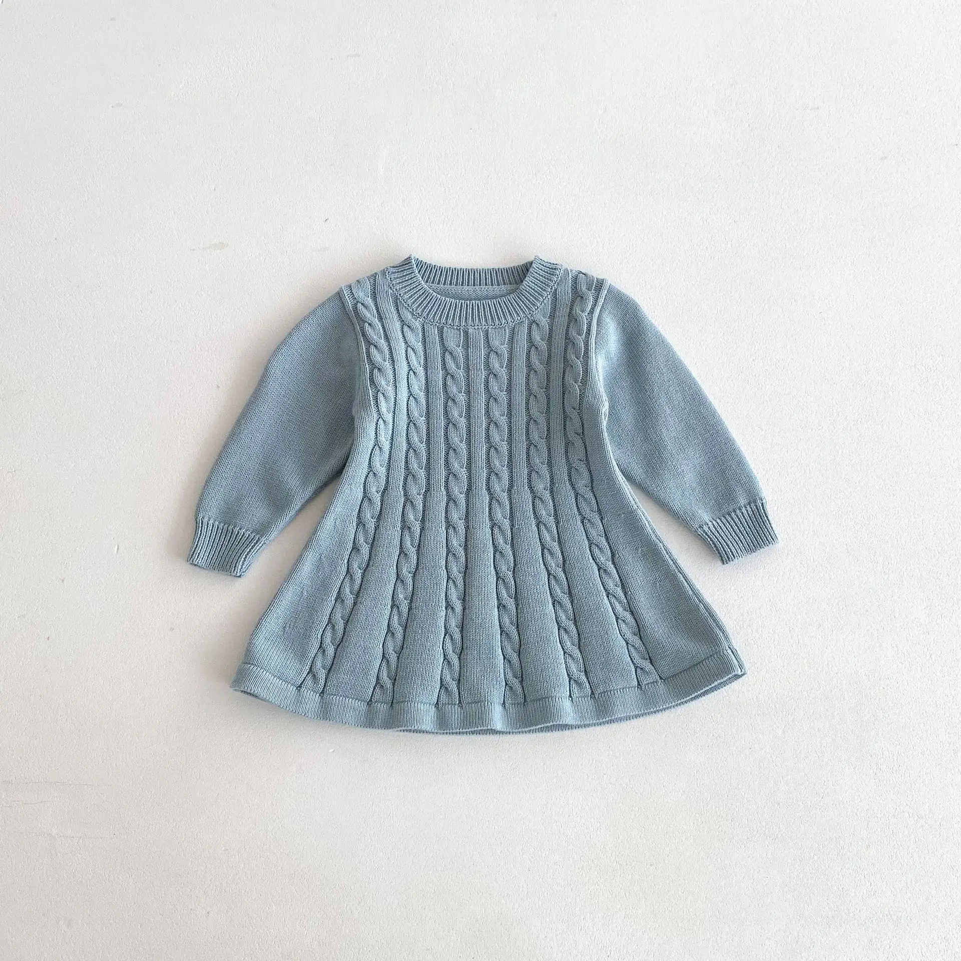 Die neue koreanische Version des langärmeligen Strickkleides für Mädchen, Frühlings- und Herbst-Strickkleid mit Kapuze für Kinder, Kleid für Kleinkinder. – Detail 8