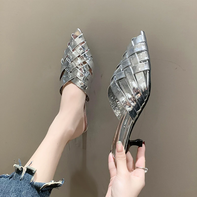 Shoes Woman 2024 Trend Summer Pointed Toe Stiletto Gladiator Sandals Fashion Luxury Slippers Ladies Brand Designer High Heels