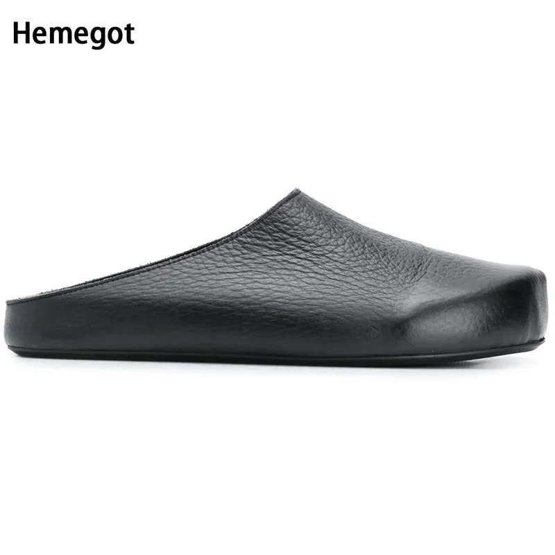 

Men's Slippers Summer Handmade Baotou Half Slippers Men's Genuine Leather Roman Sandals Without Heel Slip-On Lazy Flat Mules