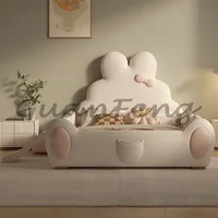Design Luxury Modern Double Bed Kids Girls Princess White Loft Queen Bed Children Baby Cama Infantil Furniture For Bedroom 2