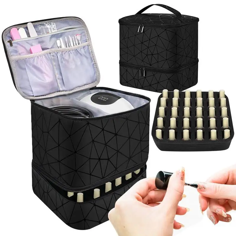 

Nail Polish Organizer Bag 2 Layer Nail Polish Holder Carrying Case Holds 30 Bottles Nail Polish Bag Nail Dryer Case Nail Box