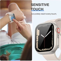 Verre + couvercle pour boîtier de montre Apple 8 7 6 SE 5 9, accessoire iWatch, protecteur d'écran, série Apple watch 44mm 45mm 41mm 40mm 42mm 38mm 4