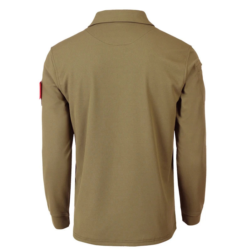 Men's Quick Dry Long Sleeve Shirt Tactical Elastic Plain Turn-down T-Shirt Breathable Hiking Clothes Summer Pullover