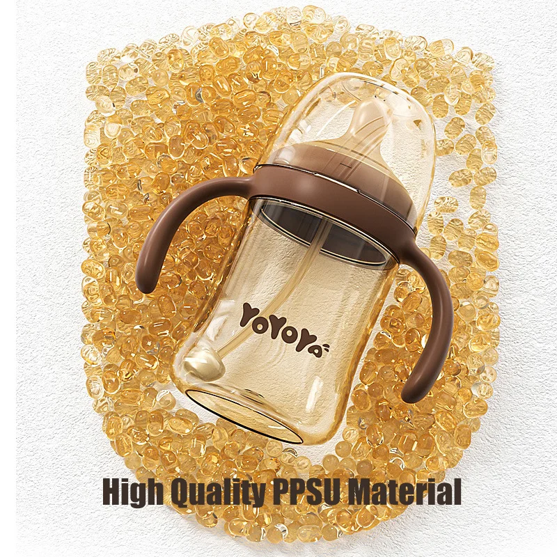 Anti-Colic PPSU Baby Bottles For Breastfed 240/300ml Wide Caliber Toddler Breastfeeding Bottle Leakproof Weighted Straw Cup