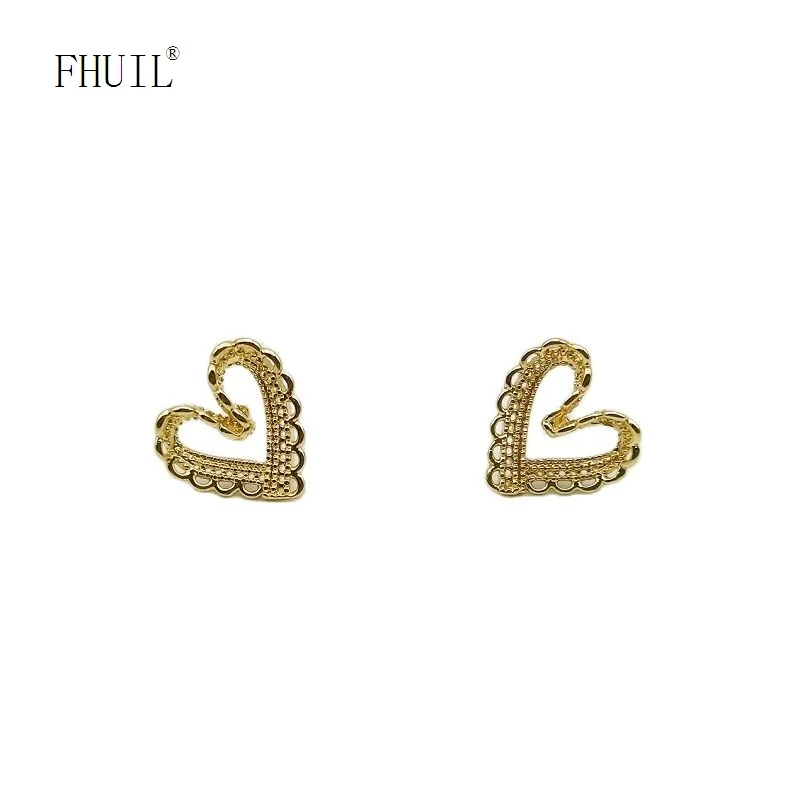 

Luxury Heart Stud Earrings For Women Gold Plated 925 Silver Needle Fashion Jewelry Ear Piercing Pendant Wedding Accessories