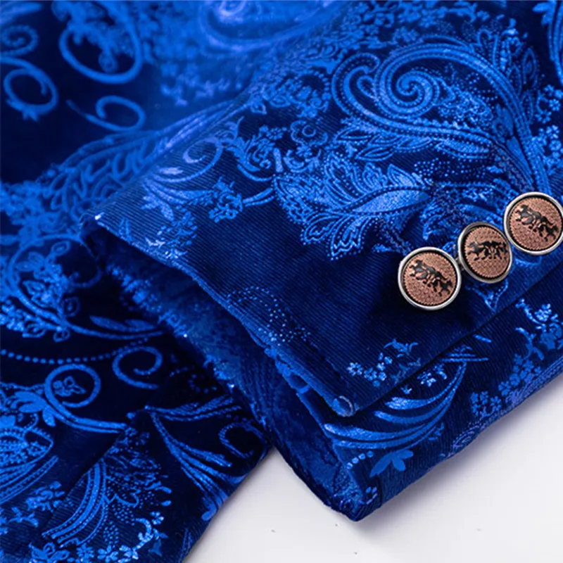 Luxury Golden Velvet Suit Jackets Men Business Social Wedding Groom Tuxedo Dress Homme Slim Fit Single Breasted Printed Blazers