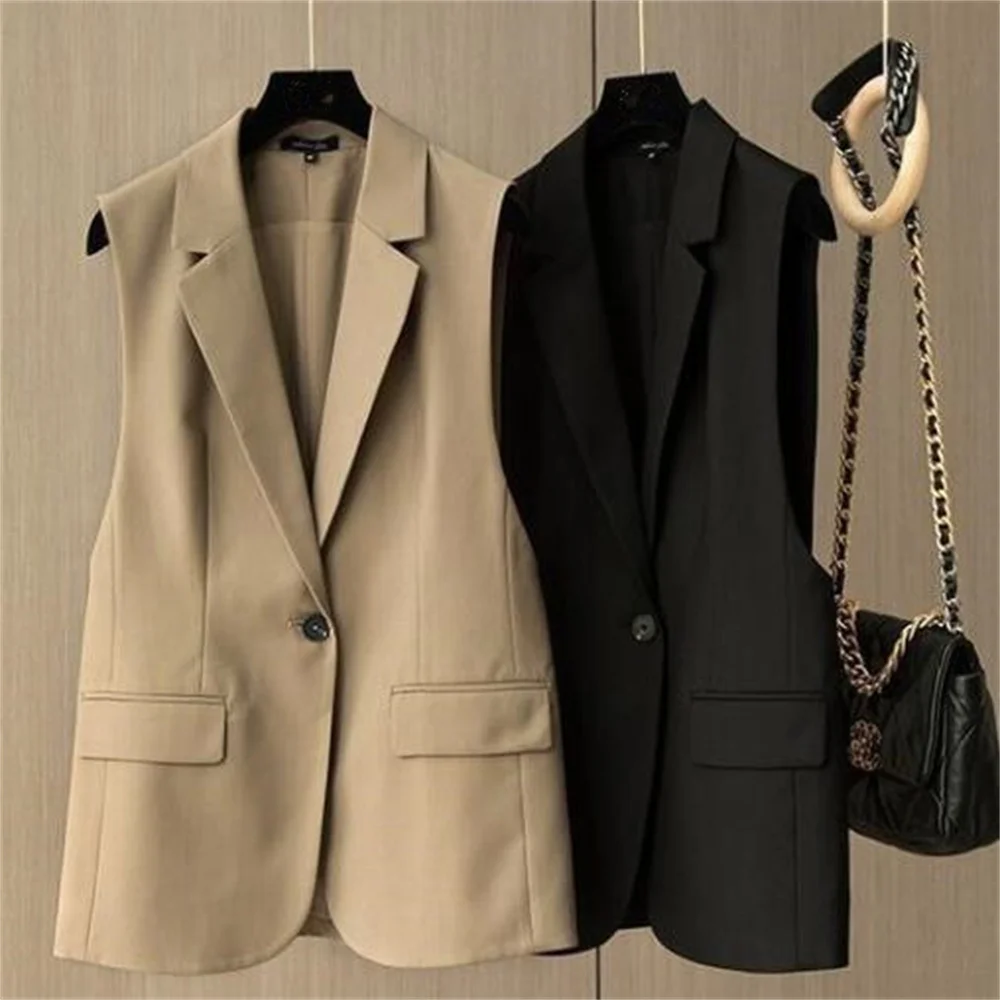 

Suit vest jacket women spring and autumn new loose black tank coat pocket