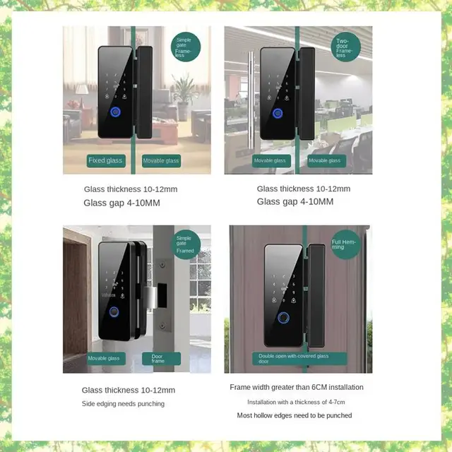 Smart-Waterproof Tuya Wifi Smart Door Lock Fingerprint Electronic Rim Lock For Glass Door 1