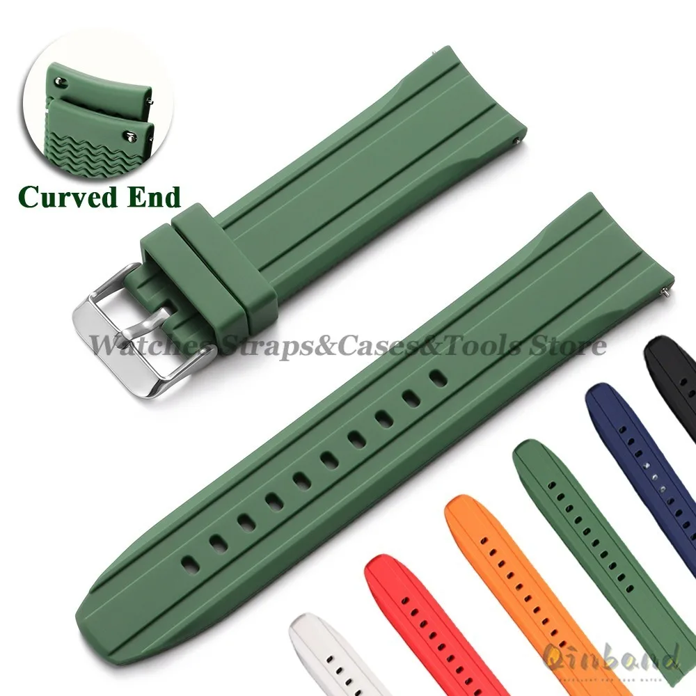 Premium Silicone Watch Band - Soft Rubber Strap with Curved Ends, Waterproof and Versatile