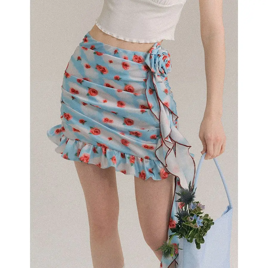 Dress Summer Y2K Retro Floral Spaghetti Strap Bow  Mini Fashion Aesthetic Club Party Sexy Dresses For Women A-Line Sundress