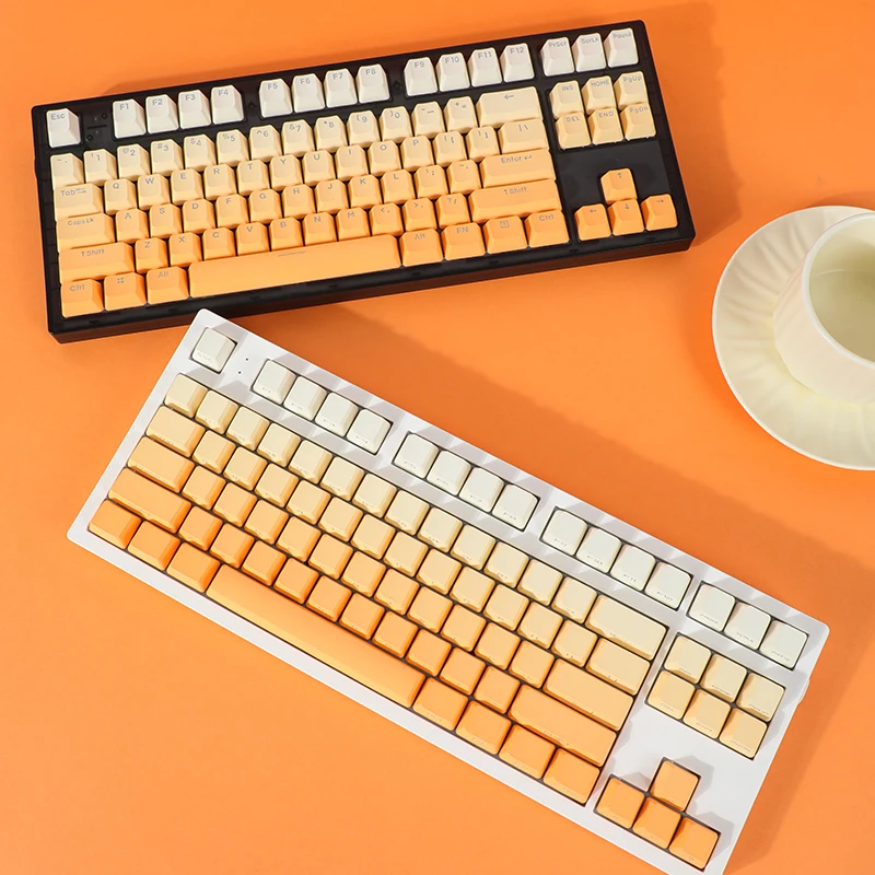Backlit Keycaps Transparentes para Teclado Interruptor mx Perfil Oem Lado e Impressão Superior Pbt Gradiente de Laranja Gk61 75 87 104