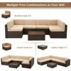 7 Piece Outdoor Patio Furniture Set, PE Rattan Wicker Sofa Set, Outdoor Sectional Furniture Chair Set with Cushions , Brown 4
