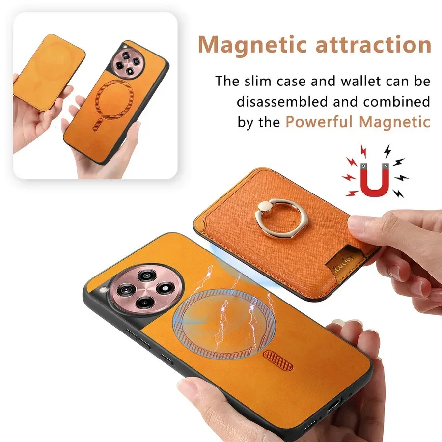 Enhanced MagSafe-Compatible 2-in-1 Detachable Leather Card Case and Back Cover