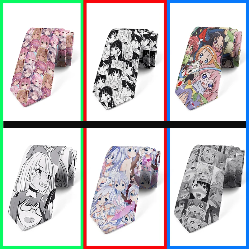 Anime cartoon printing men's tie unisex casual creative tie novelty unique accessories business gifts wedding shirt accessories neck tie