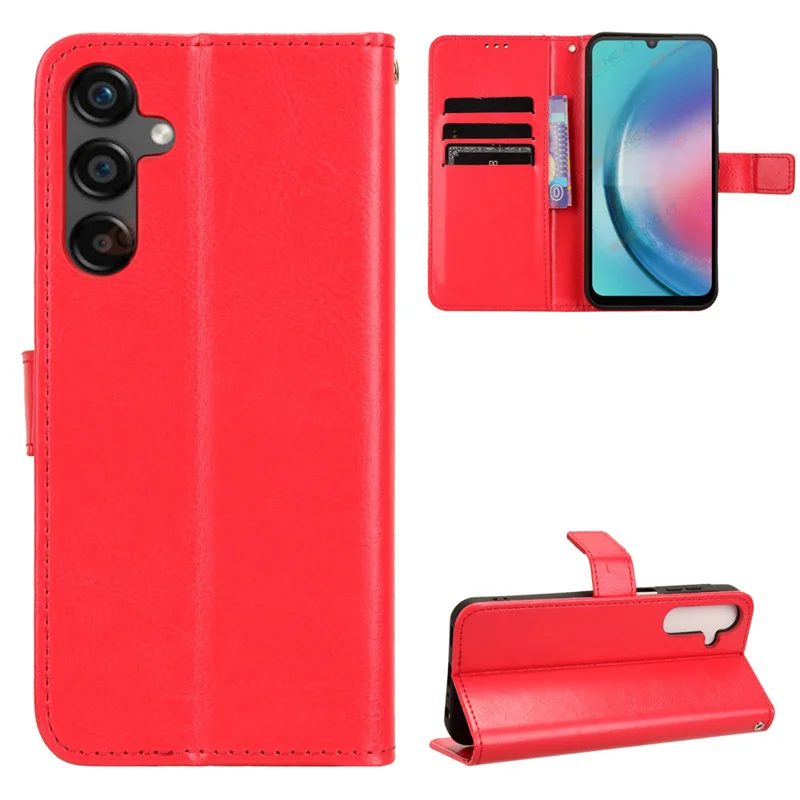 Leather Flip Wallet Case with Card Slot & Stand Feature