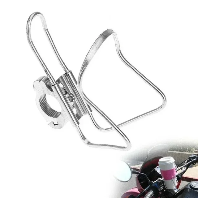 1pc Universal Motorcycle Bike Handlebar Aluminum Alloy Drink Cup Holder Beverage Water Bottle Stand Silver Black Accessories 6