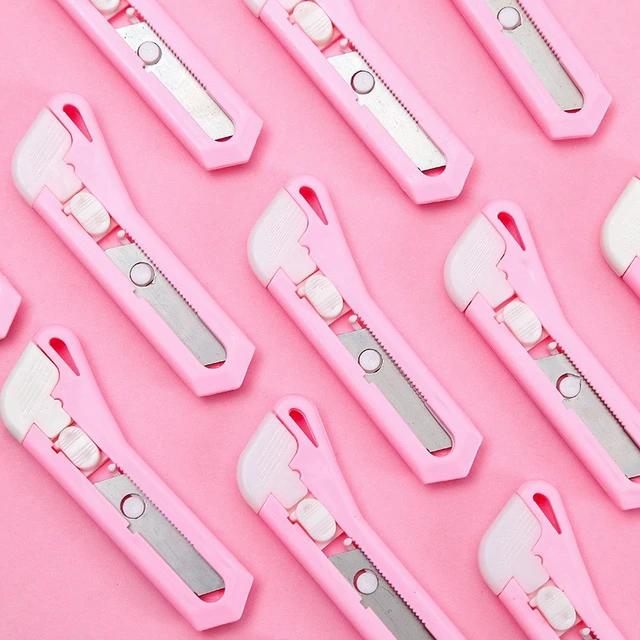 Cute Retractable Box Cutters pink Mini Art Cutter Utility Knife for DIY  Crafts Office School Stationery - AliExpress