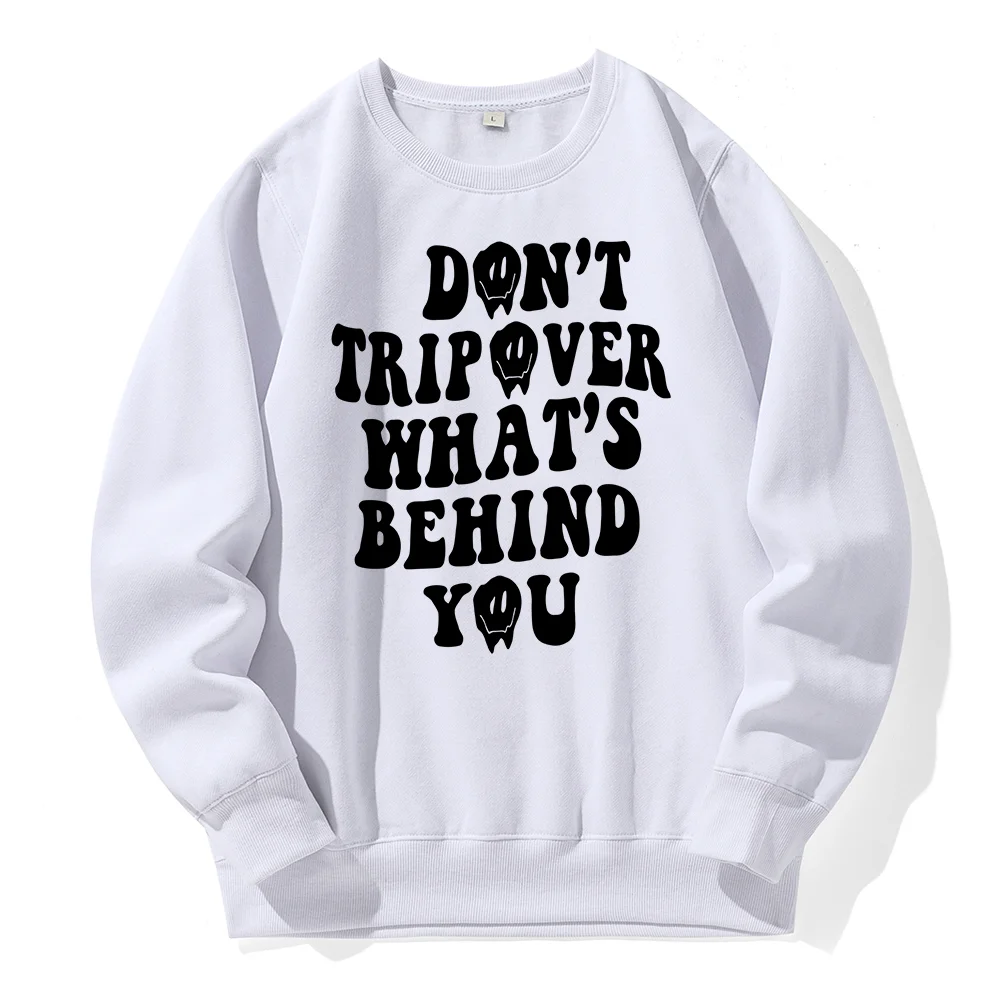 

Don'T Tripover What'S Behind You Letter Printing Hooded Man Loose Oversized Hoody Mens Basic All Match Pullovers Classic Hoodies