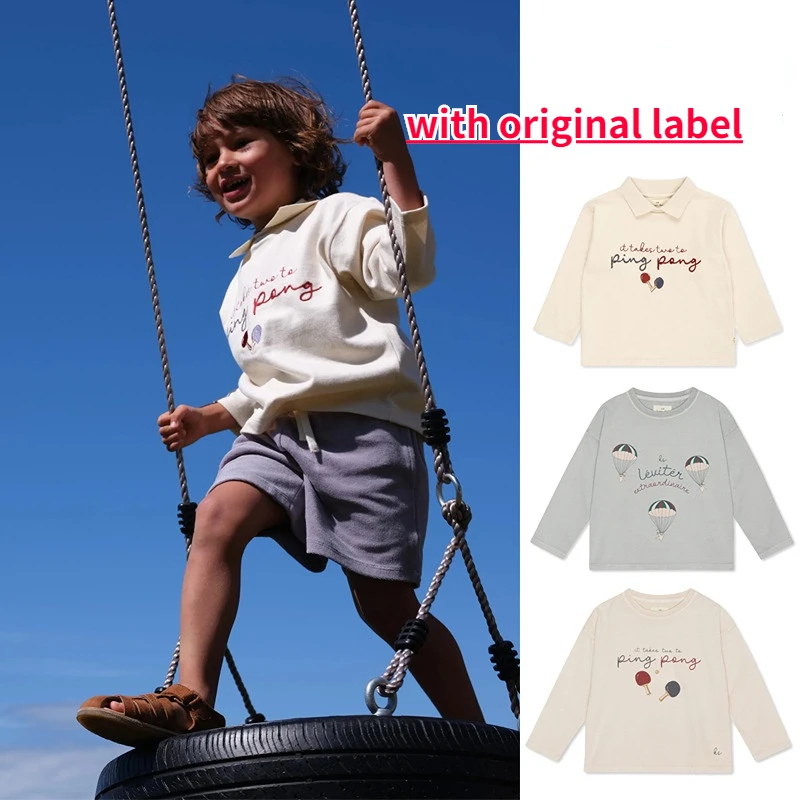 

Children's T-shirt 23 Spring and Summer New KS Boys and Girls Embroidery Lapel T-shirt Polo Shirt Cotton Long-sleeved T-shirt