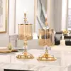 Luxury Crystal Glass Storage Jar with Lid for Home Decor European American Style Coffee Table Lace Candy Jar for Living Room 1