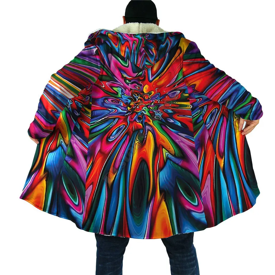 

Fashion Autumn Hooded Cloak Indigenous Skeleton 3D Printed Men's Hoodie Coat Unisex Harajuku Winter Windproof Warm Hoodie Cape