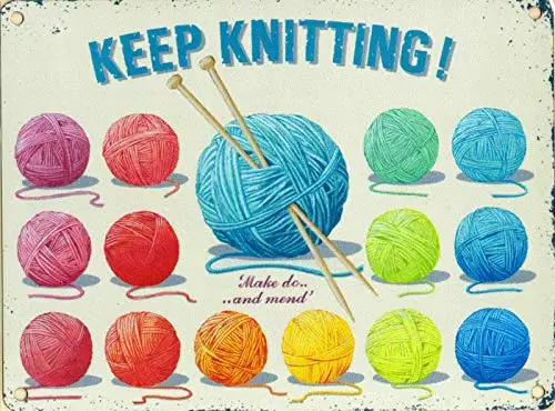 

nobrand Keep Knitting Wool Sign Decor Metal Tin Sign 8x12 Inch