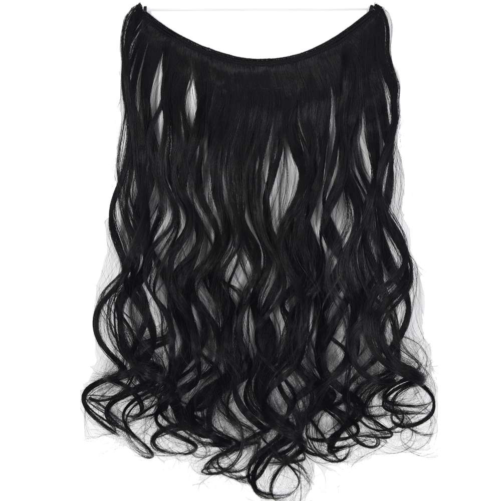 

TOPREETY Synthetic Heat Resistant Hair Silky Curly Elasticity Invisible Wire Hair Extensions 8008