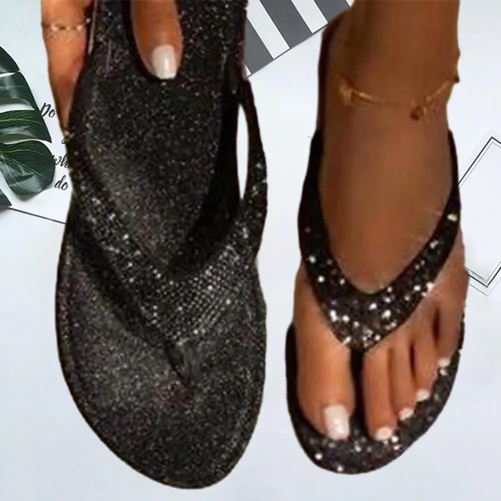 

1 Pair Rhinestone Slippers Attractive Fashion Peep Toe Beach Sandals Summer Ladies Sandals