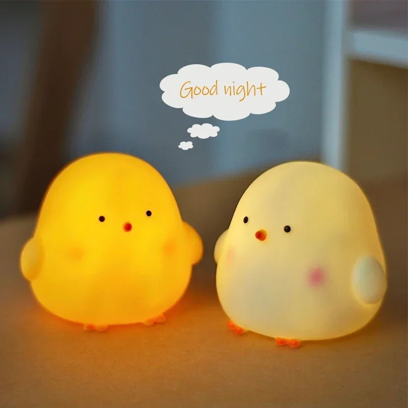 Cute Chicken Soft Lighting Small Night Light Bedside Lamp Decoration Bedroom Atmosphere Light Girl Children Gift Chicken Night Light