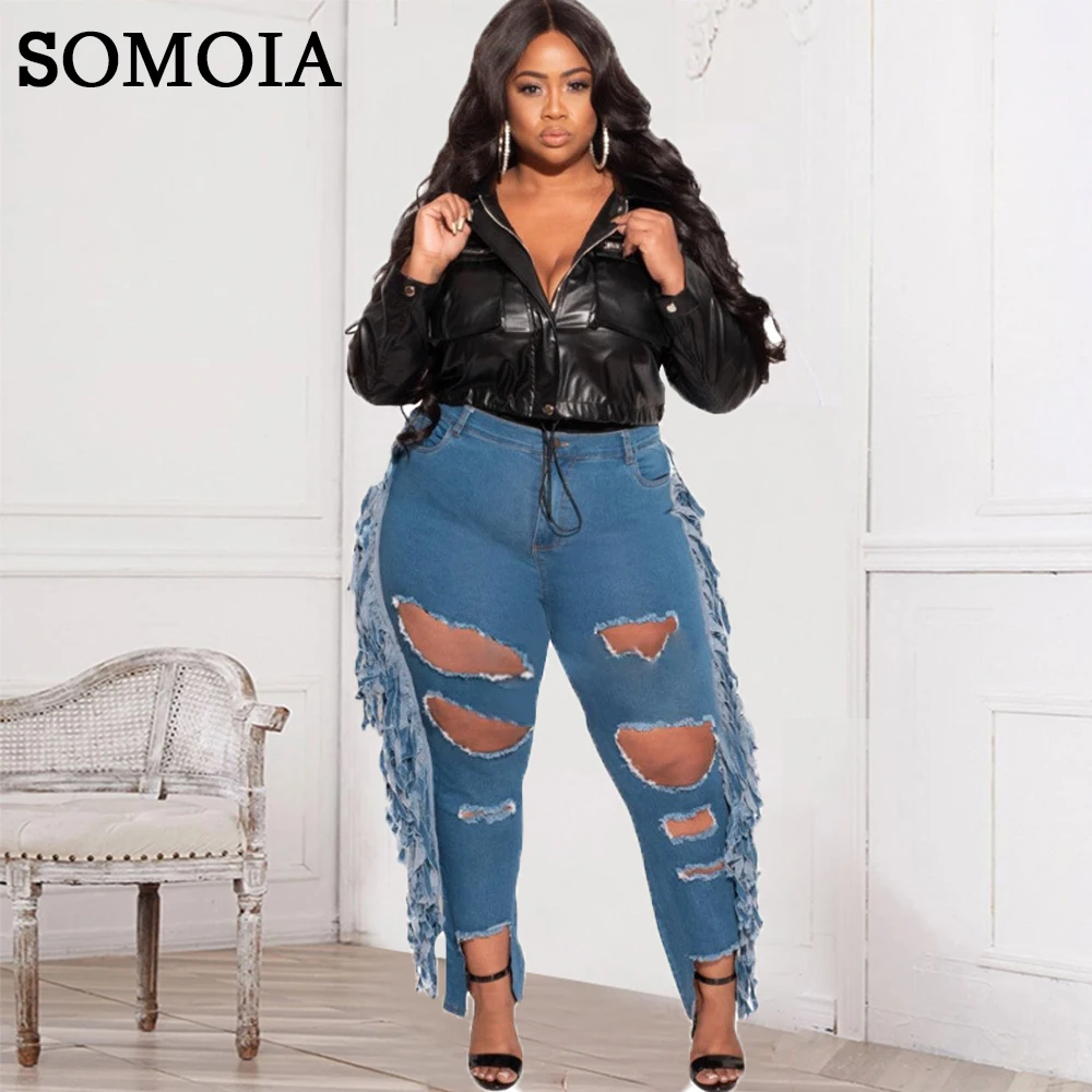 Pantalones de talla grande, ropa de calle, elásticos, ajustados, con borlas, informales, Bodycon, al por mayor AliExpress Ropa de mujer