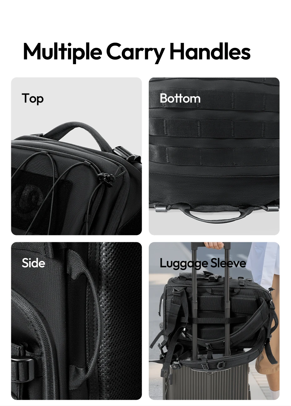 Tactical Camera Backpack 28L with Side Pockets Dividers U-Shaped Opening Foldabl