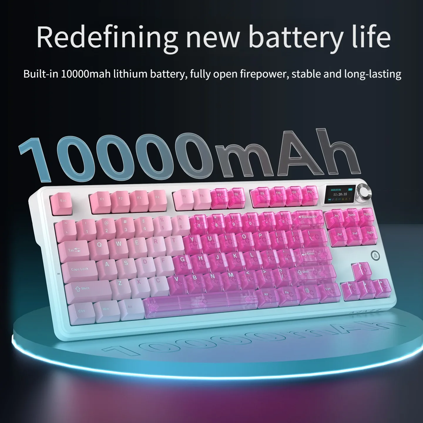 아자즈 MK87 기계식 키보드 가스켓 무선 트라이 모드 10000mAh RGB 백라이트 핫 스왑 키보드 TFT 디스플레이&노브 포함