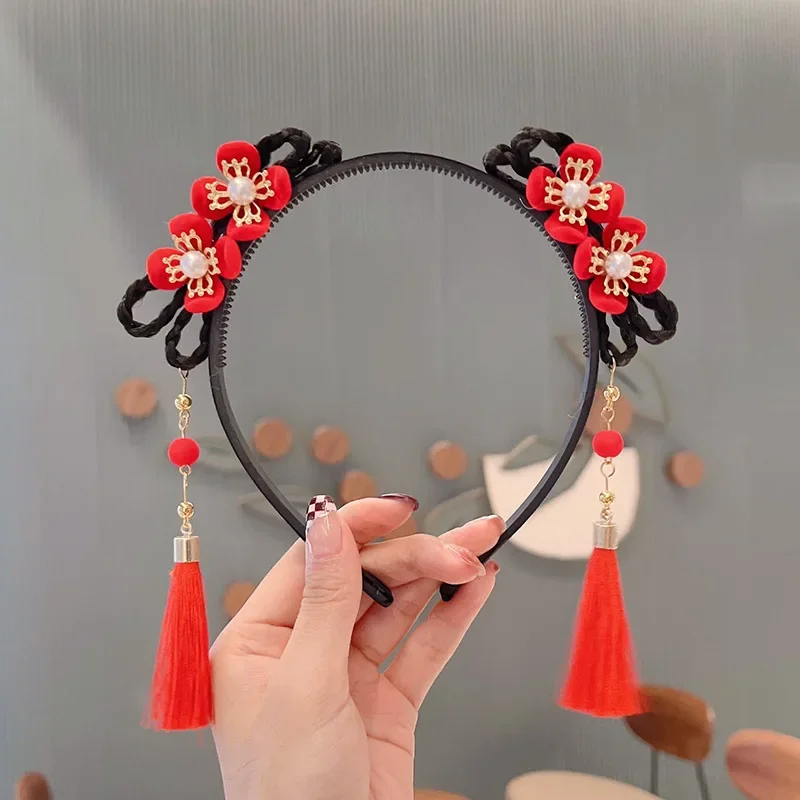 Chinese New Year Children's Cute Wig Hair Clip Princess Chinese Hair Clip Headband Holiday Gift 4