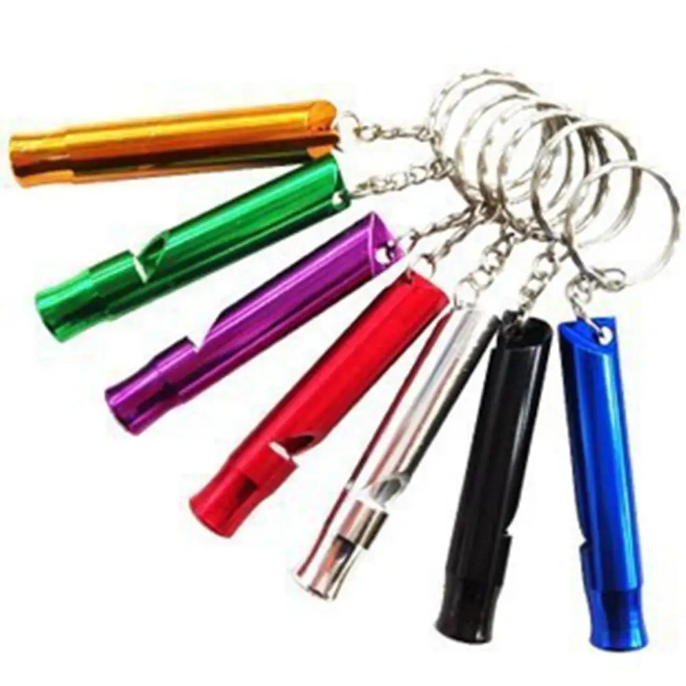 

Colorful Slim and Long Multifunctional Aluminium Whistles with Key Ring Emergency Survival Whistle Hiking Camping Dog Training