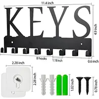 Key/Home Holder for Wall Nail-Free Wall Mounted Key Hooks for Wall, Metal Key Rack for Entryway 2