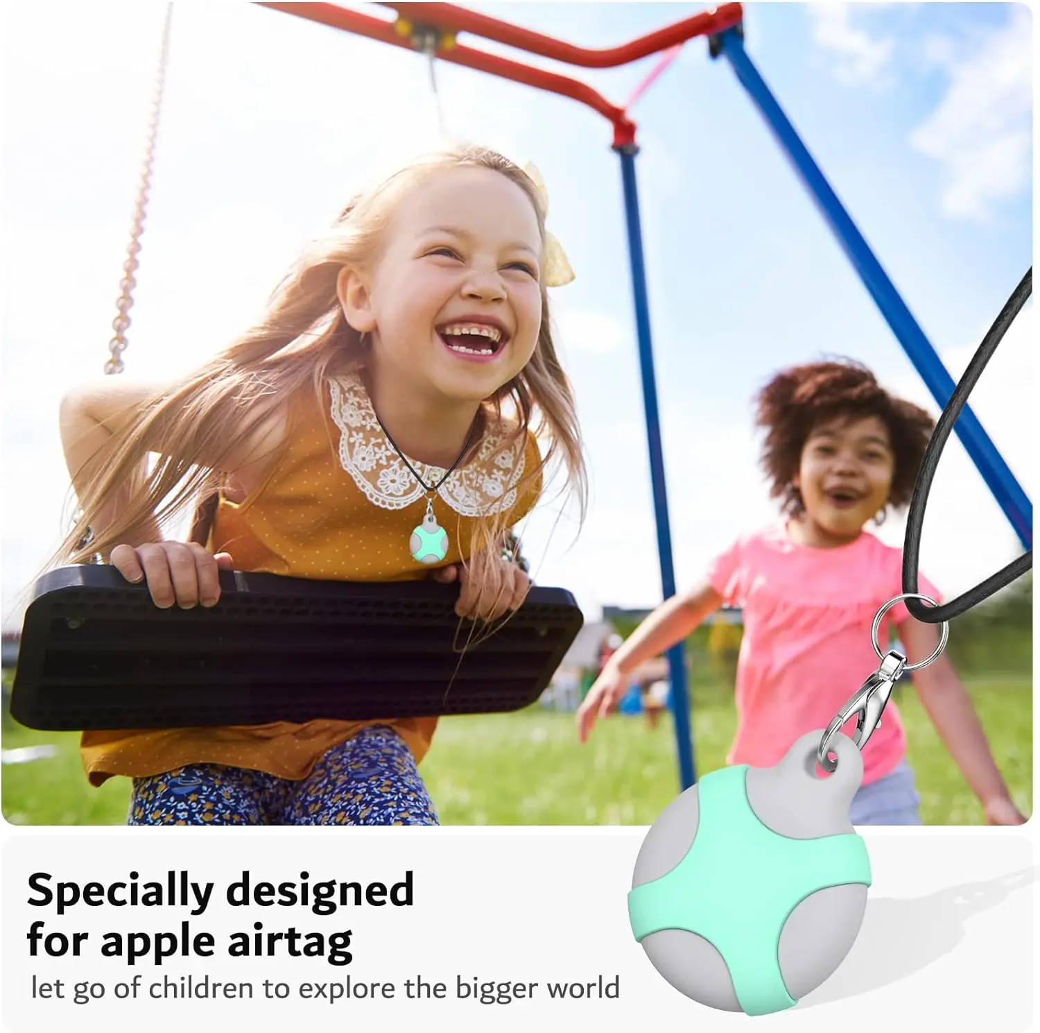 Children's AirTag Necklace with Secure Keychain Holder - Hidden GPS Tracker
